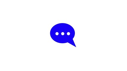Simple blue speech bubble icon with three dots indicating conversation or thinking on a white background