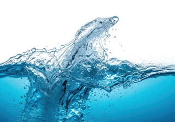 Dynamic water splash motion abstract high speed photography isolated on white background