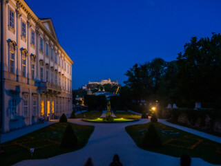 Salzburg, Austria &ndash; May 1, 2024: Salzburg Cathedral and Neue Residenz Clock Tower in the Old Town