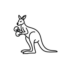 Boxing kangaroo illustration in simple line art style