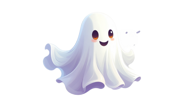 Funny ghost isolated on a transparent background.