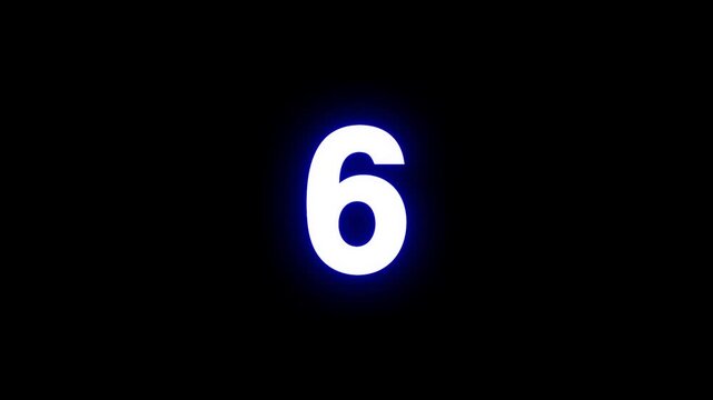 10 to 0 countdown text blue glow light animation with black background
