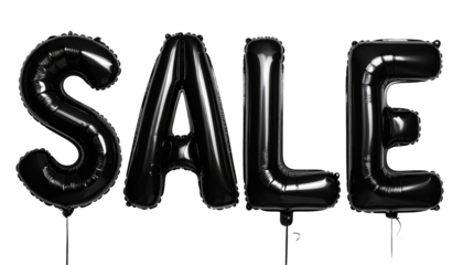 Black friday, foil balloon letters Sale, isolated on a transparent background