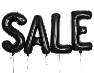 Black friday,  foil balloon letters Sale, isolated on a transparent background