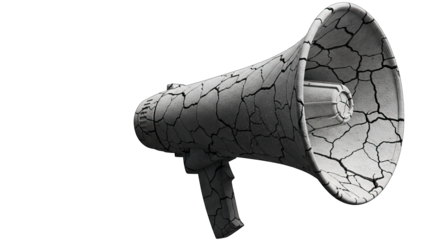 A cracked megaphone isolated on transparent background