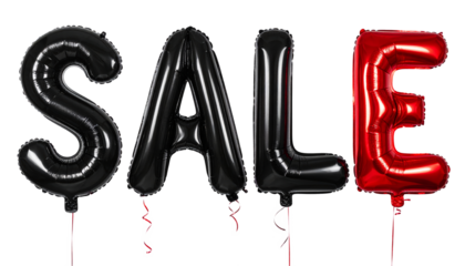 Black friday,  foil balloon letters Sale, isolated on a transparent background