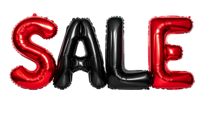 Black friday,  foil balloon letters Sale, isolated on a transparent background