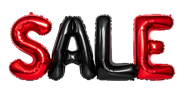 Black friday,  foil balloon letters Sale, isolated on a transparent background