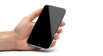 Hand Holding a Modern Smartphone with a Blank Screen