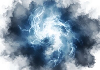 Electric blue energy burst abstract smoke explosion background isolated on white background