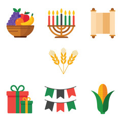Flat Design Vector Collection of Kwanzaa Cultural Heritage Elements