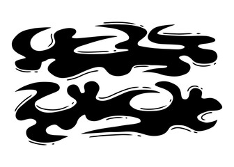 Abstract black and white graphic design featuring organic shapes with flowing, curved lines.