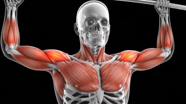Human Anatomy: Muscle Activation During Pull-Up Exercise - 3D Animation