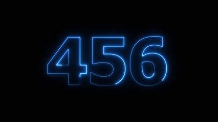 Abstract beautiful blue neon 456 number illustration background 4K. Glowing neon countdown number icon background.