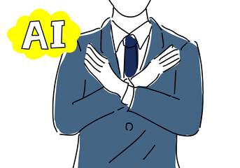 AIに反対の意思を示すビジネスマン