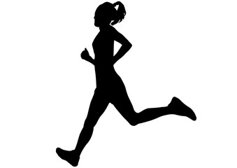 ランニングする女性のシルエット3