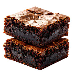PNG Chocolate Brownie Delight: Two decadent chocolate brownies sit invitingly, each square offering a rich, moist interior and a slightly crisp exterior.