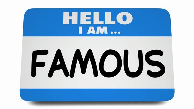 Hello I Am Famous Name Tag Sticker Celebrity Fame 3d Animation