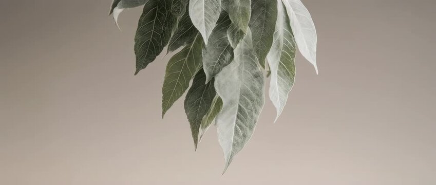 A calm and earthy slow motion video of soft, velvety sage leaves falling gently. Represents comfort food, savory flavors, and holistic wellness.