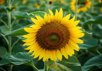 Fototapeta premium Yellow Sunflower Facing Slightly Down