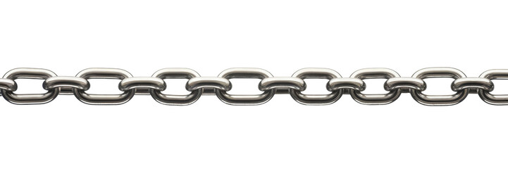 silver chain on white background. metal link chain.