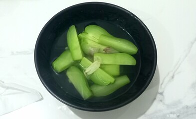 healthy food for diet, boiled chayote in a bowl