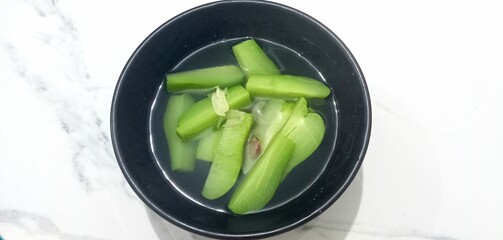 healthy food for diet, boiled chayote in a bowl