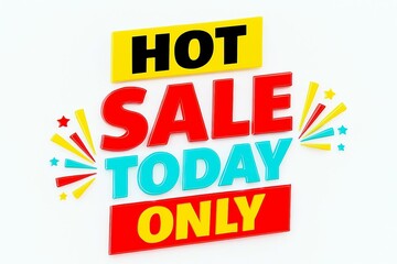 Obraz premium Bright and bold graphic design for a hot sale today only with colorful bursts and festive elements
