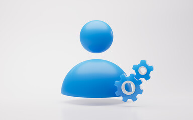 Blue business character icon, 3d rendering.