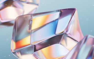Abstract transparent glass gem background, 3d rendering.