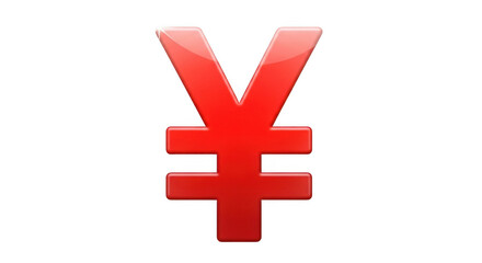 Obraz premium Glossy Red Yen Yuan Currency Symbol On Black Background