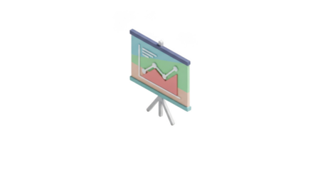 Isometric Data Presentation Screen With Upward Trend Chart