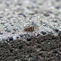 Fototapeta premium Small Brown Spider on Sandy Surface in Natural Environment