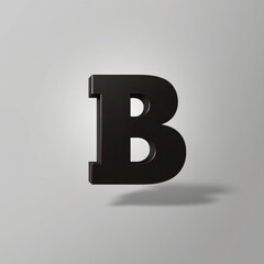 Bold black letter B with shadow on gray background