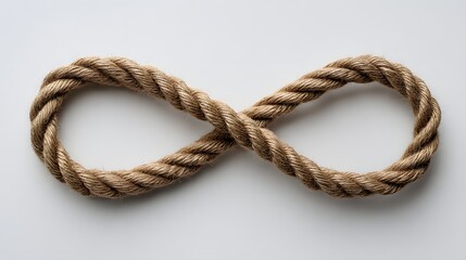 Obraz premium Braided rope forms an endless loop on a white background.
