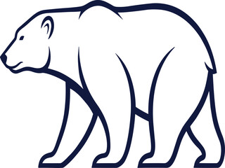 Polar bear line art illustration, minimalist wild animal drawing, arctic wildlife symbol, simple bear vector, nature conservation graphic design