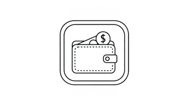 Outline Wallet Icon With Dollar Sign Coin