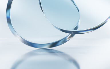 Transparent blue glass geometries background, 3d rendering.