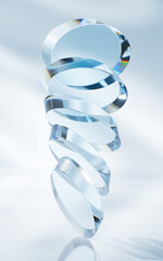 Transparent blue glass geometries background, 3d rendering.