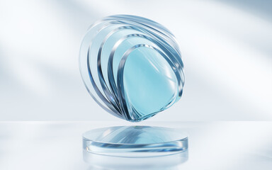 Transparent glass stage background, 3d rendering.