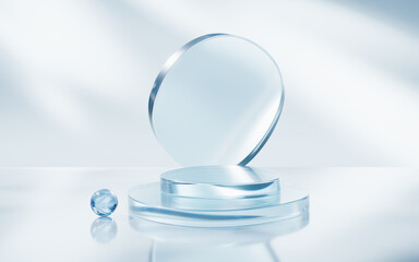 Transparent glass stage background, 3d rendering.