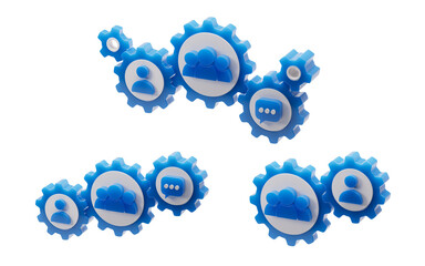 Mechanical gear and business icons, 3d rendering.