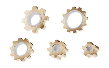 Mechanical golden gears with industry technology, 3d rendering.