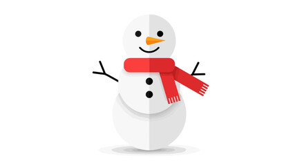 Cheerful Snowman Illustration with Red Scarf and Carrot Nose, Ideal for Holiday Greetings, Winter Decoration, and Festive Design Projects