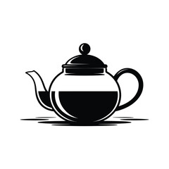 Simple black and white silhouette of a teapot filled with liquid