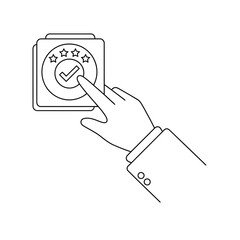 Hand selecting a five star rating with a checkmark