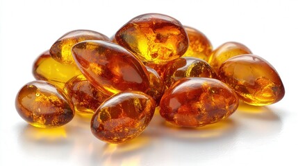 Mini amber drop pile isolated on white background