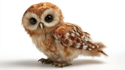 Mini amber frost owl isolated on white background