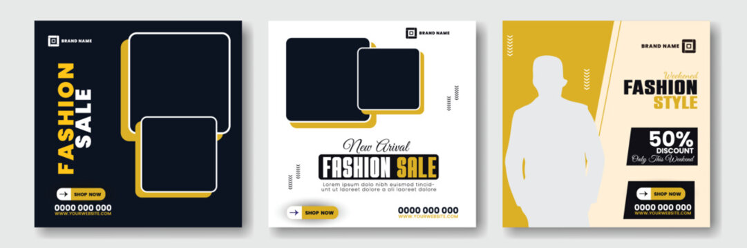 Fashion sale social media post template design. Winter & summer mega sale marketing flyer with logo & icon. Online fashion business offer promotion graphic web banner. - Powered by Adobe