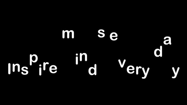 Inspiration written in white letters on a black background with missing letters